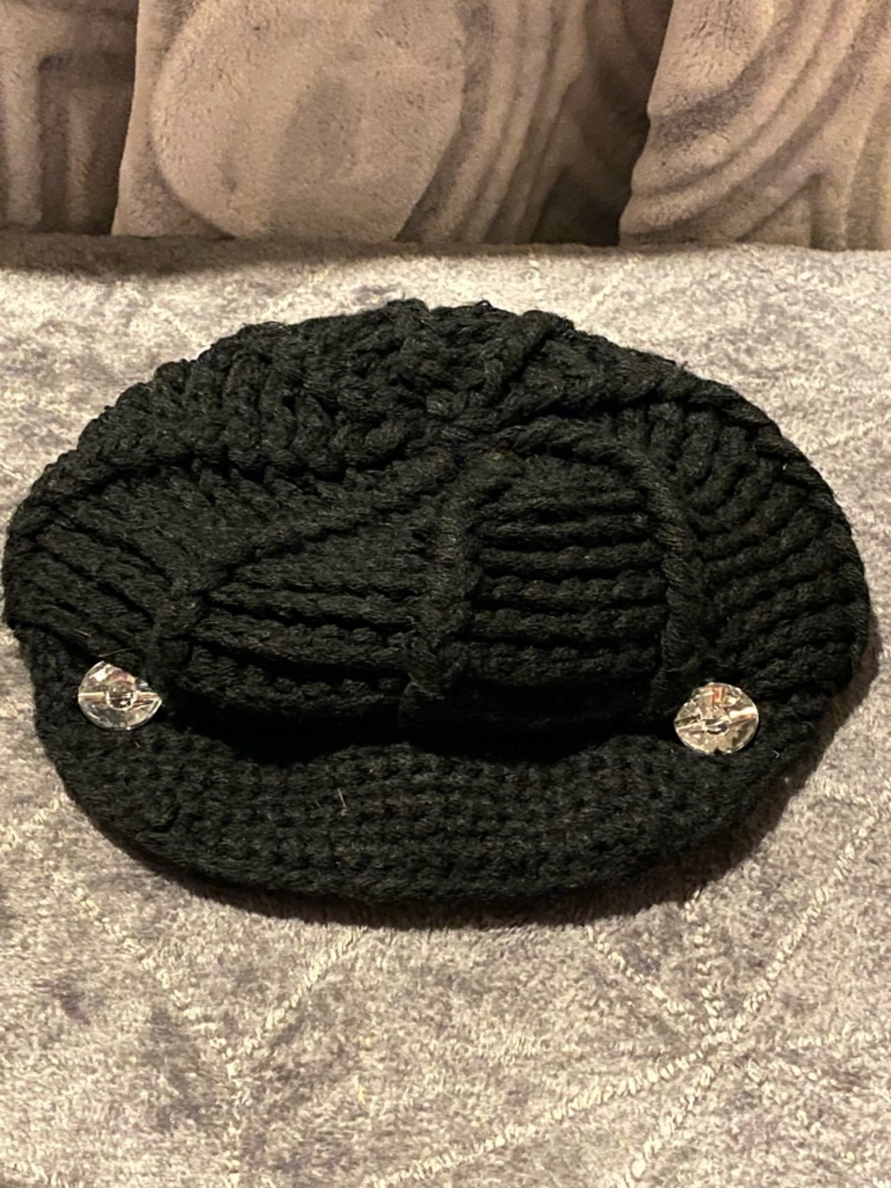 Black Knitted Beret with Decorative Buttons - Women Accessories